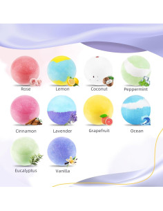 Set de 50 Bombas de Baño TranquilBliss con 10 Aromas Naturales 2