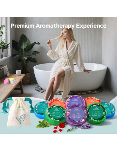Bombas de Ducha Aromaterapia Serelee 8 Pack - Aceites Esenciales