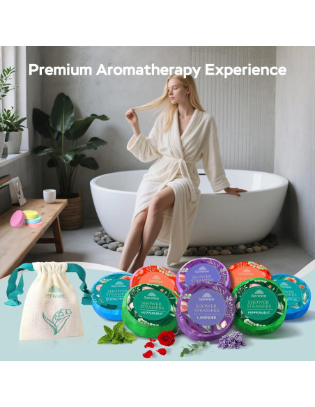 Bombas de Ducha Aromaterapia Serelee 8 Pack - Aceites Esenciales
