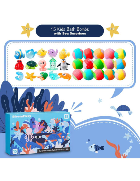 Set de 15 Bombas de Baño BloomFizzy para Niños - Juguetes Ocultos