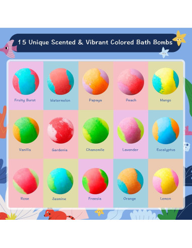 Set de 15 Bombas de Baño BloomFizzy para Niños - Juguetes Ocultos