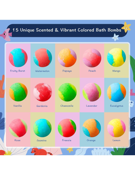Set de 15 Bombas de Baño BloomFizzy para Niños - Juguetes Ocultos