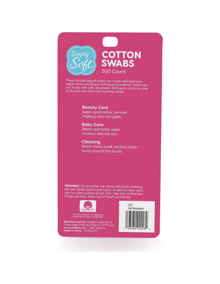 Hisopos de Algodón Simply Soft Doble Punta 300 Unidades