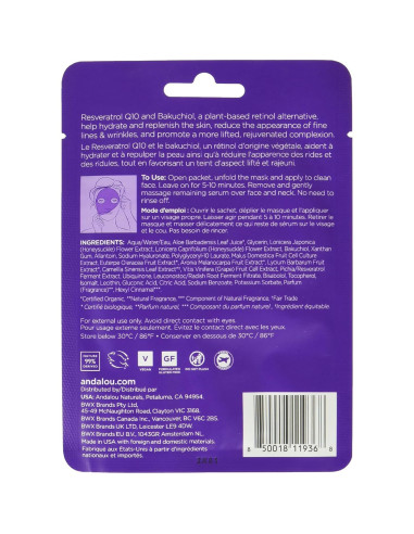 Máscara de Tela Anti-Envejecimiento Andalou Naturals 28g