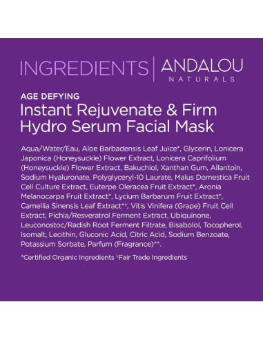 Máscara de Tela Anti-Envejecimiento Andalou Naturals 28g