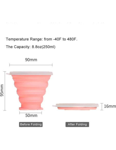 Taza de Viaje Plegable Sailupxinyuan 270ml Silicona Gris