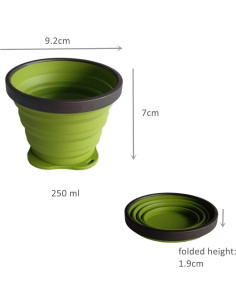 Taza Plegable de Silicona 250ml Genérico Oliva para Camping 2