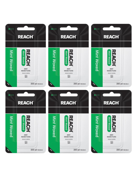 Hilo Dental Cerado REACH Menta 182.88 m Paquete de 6