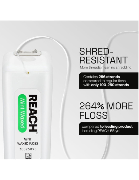 Hilo Dental Cerado REACH Menta 182.88 m Paquete de 6