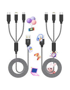 Cable de Carga Múltiple 3 en 1 Firsting 1.22m Negro y Gris