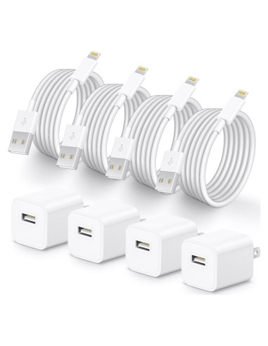 Cargador Lightning Juusmart 4-Pack 6 pies USB MFi para iPhone