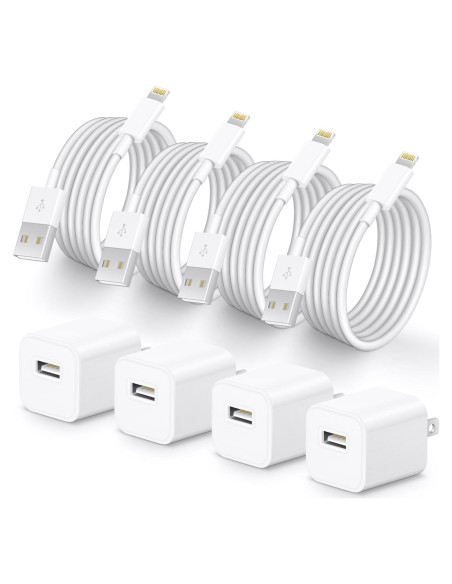 Cargador Lightning Juusmart 4-Pack 6 pies USB MFi para iPhone