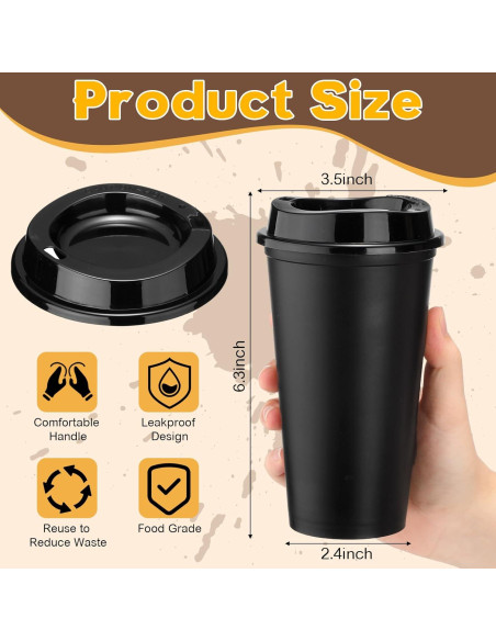 Skylety 24 Tazas de Café Reutilizables 480 ml con Tapas Multicolor