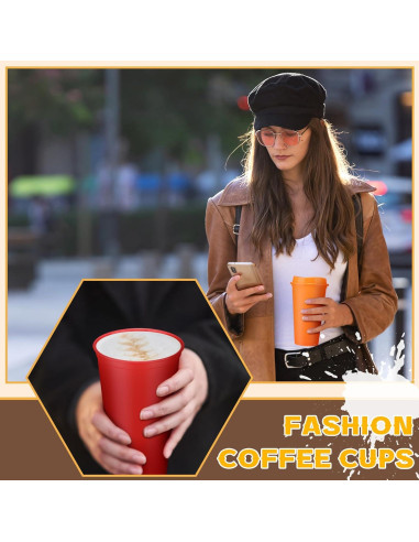 Skylety 24 Tazas de Café Reutilizables 480 ml con Tapas Multicolor