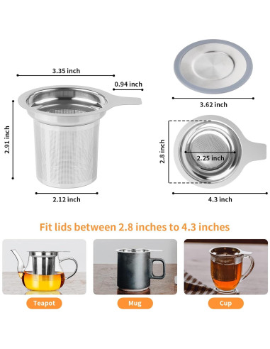Infusor de Té Vaincre de Acero Inoxidable con Tapa - Malla Fina