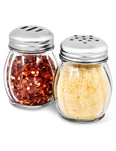 Juego de 2 dispensadores de especias vidrio 6 oz acero inoxidable