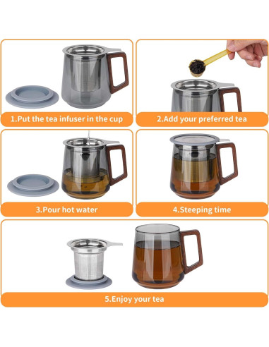 Infusor de Té Vaincre de Acero Inoxidable con Tapa - Malla Fina