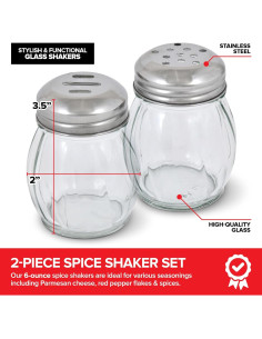 Juego de 2 dispensadores de especias vidrio 6 oz acero inoxidable 2