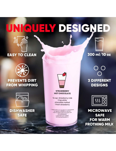 Batidor de Leche Eléctrico Portátil POWERLIX 300ml Acero Inoxidable