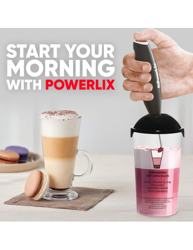 Batidor de Leche Eléctrico Portátil POWERLIX 300ml Acero Inoxidable