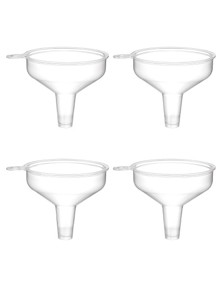 4 Mini Embudos de Plástico Transparente 5.5cm Grado Alimenticio