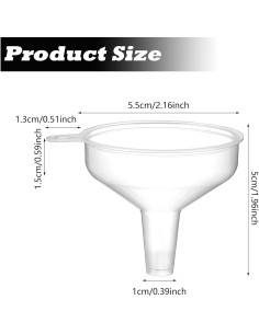 4 Mini Embudos de Plástico Transparente 5.5cm Grado Alimenticio 2