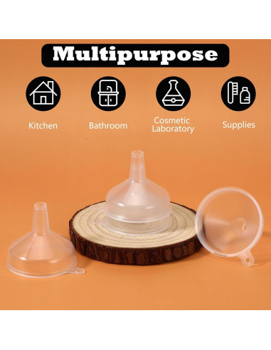 4 Mini Embudos de Plástico Transparente 5.5cm Grado Alimenticio