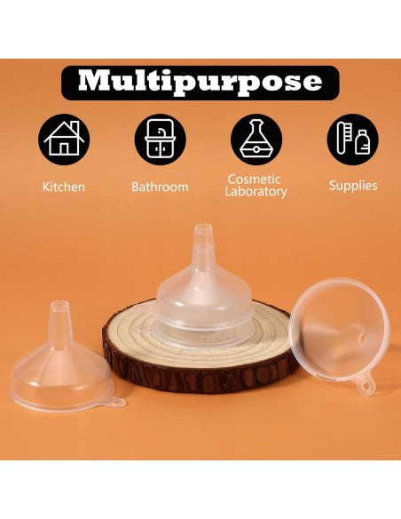 4 Mini Embudos de Plástico Transparente 5.5cm Grado Alimenticio