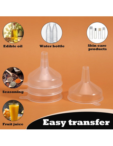 4 Mini Embudos de Plástico Transparente 5.5cm Grado Alimenticio