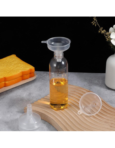 4 Mini Embudos de Plástico Transparente 5.5cm Grado Alimenticio