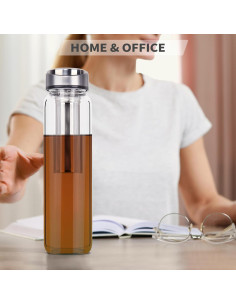 Botella de Agua de Vidrio Reeho 1L con Infusor y Funda Azul 2