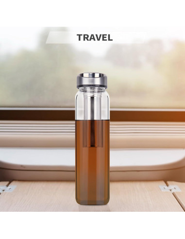 Botella de Agua de Vidrio Reeho 1L con Infusor y Funda Azul