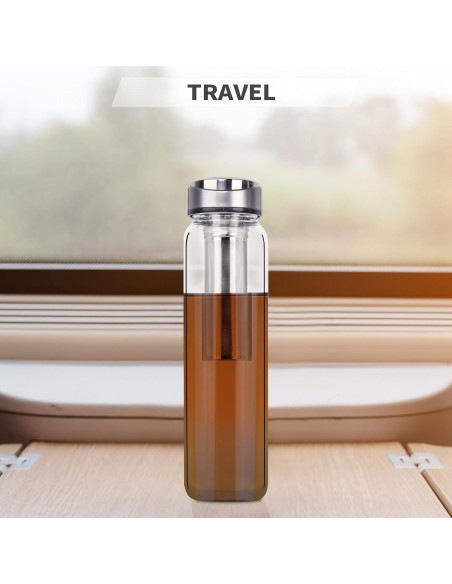 Botella de Agua de Vidrio Reeho 1L con Infusor y Funda Azul