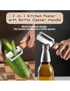 Pelador de Verduras PMDYBY con Mango de Madera y Cuchilla de Acero Inoxidable 2