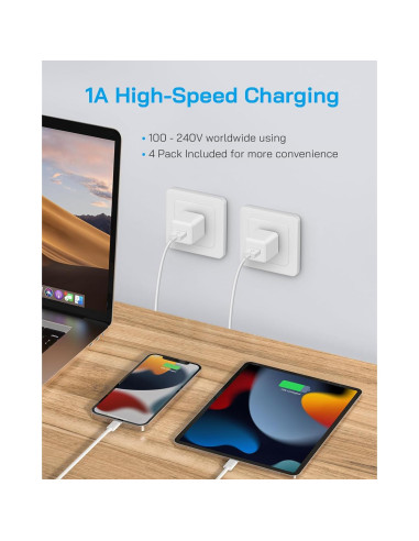 Cargador Lightning Juusmart 4-Pack 6 pies USB MFi para iPhone