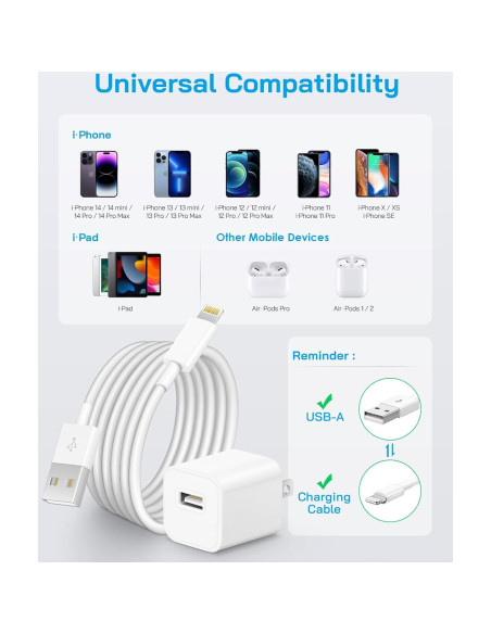 Cargador Lightning Juusmart 4-Pack 6 pies USB MFi para iPhone