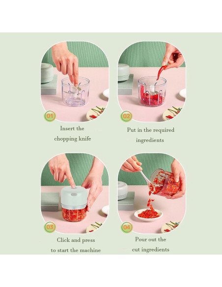 Picador Eléctrico Inalámbrico 250ml Genérico - Cuchillas Acero Inox