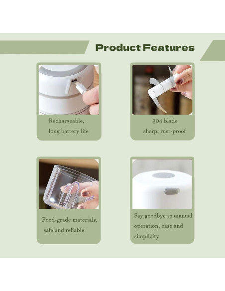 Picador Eléctrico Inalámbrico 250ml Genérico - Cuchillas Acero Inox