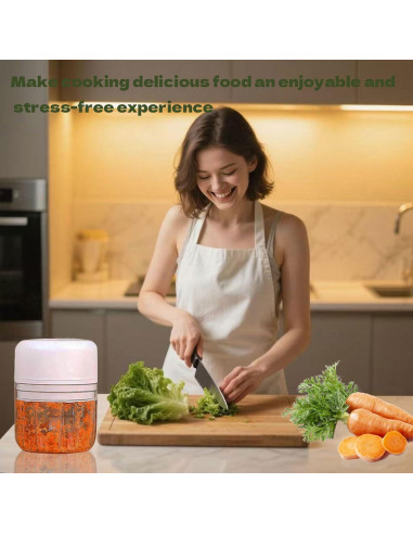 Picador Eléctrico Inalámbrico 250ml Genérico - Cuchillas Acero Inox