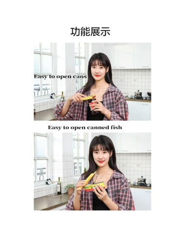 Abridor de Tarros Multifuncional HoneyHu Amarillo 5 en 1