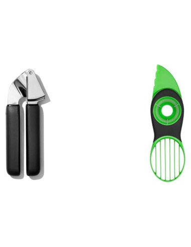 Prensa de Ajo OXO Good Grips 3 en 1 Cortador de Aguacate Verde