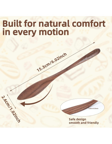 Juego de 3 cuchillos para mantequilla NierNika de madera de nogal