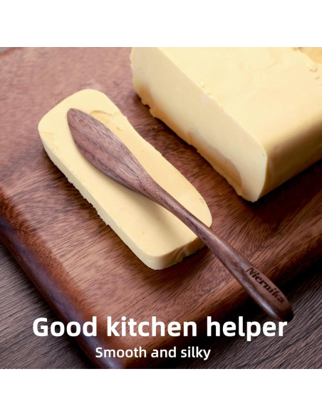 Juego de 3 cuchillos para mantequilla NierNika de madera de nogal