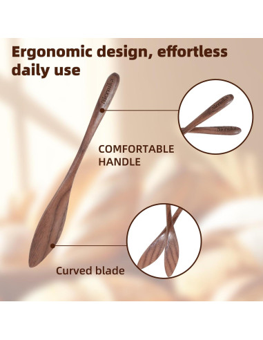 Juego de 3 cuchillos para mantequilla NierNika de madera de nogal
