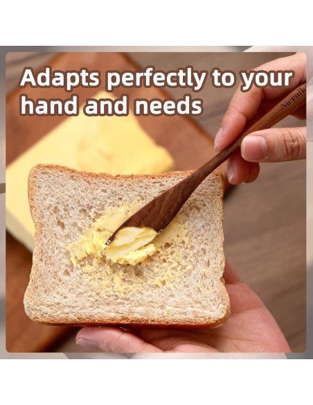 Juego de 3 cuchillos para mantequilla NierNika de madera de nogal