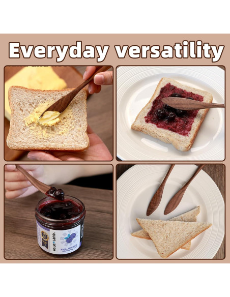 Juego de 3 cuchillos para mantequilla NierNika de madera de nogal