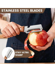 Pelador de Verduras Multifuncional LINBLIF con Mango de Madera 2