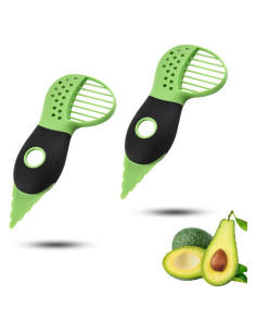 Cortador de Aguacate 3 en 1 TDGBIH - 2 Piezas, Verde y Negro