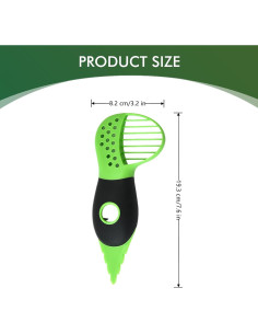 Cortador de Aguacate 3 en 1 TDGBIH - 2 Piezas, Verde y Negro 2