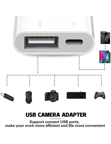 Adaptador de Cámara Lightning a USB Microwoo con Carga